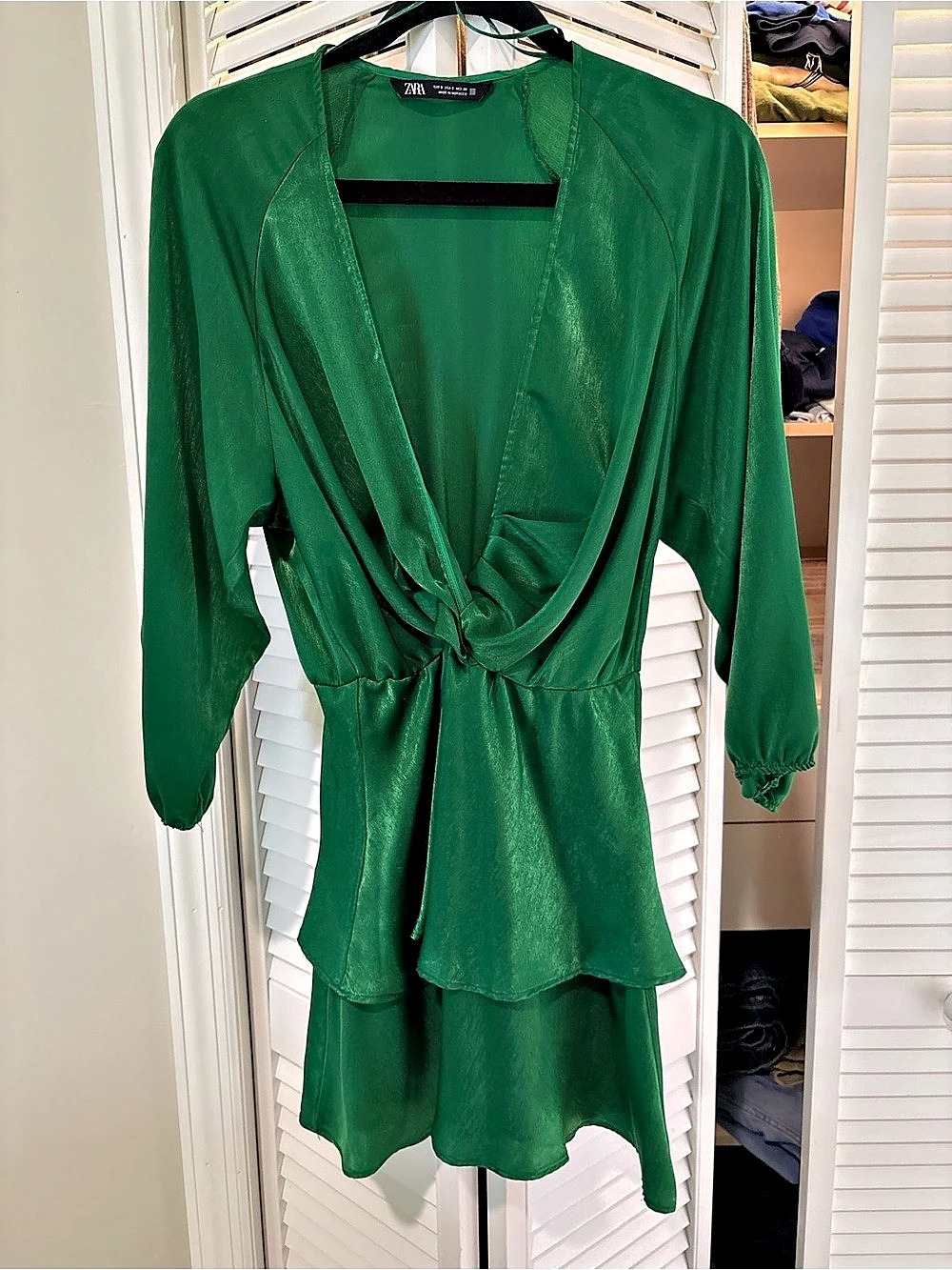 Zara Green Draped Mini Dress Like New